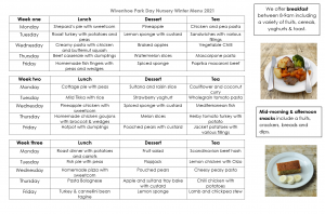 Winter menu 2021